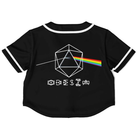 Black light dispersion rave crop top with geometric light-dispersion graphics