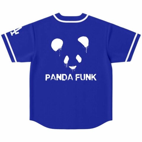 Royal blue jersey back with drip-style panda face and Panda Funk text