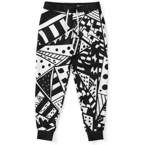 Abstract doodle rave joggers with geometric patterns