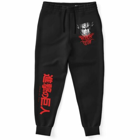 Rave joggers with red writing print