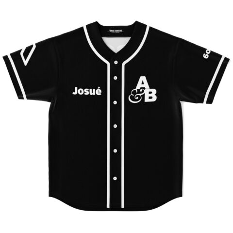 Black white trim rave baseball jersey with logo details