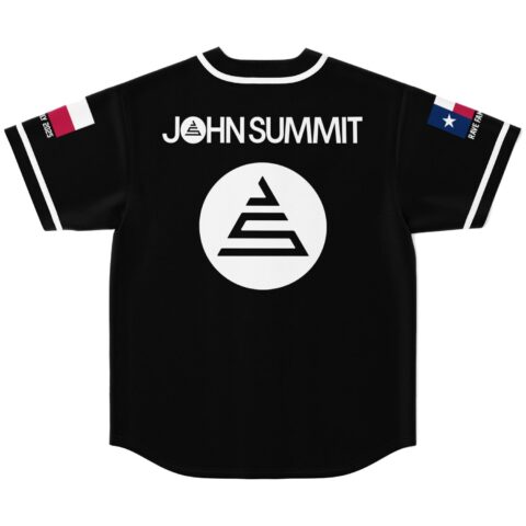 Black logo rave baseball jersey with large logo, back view
