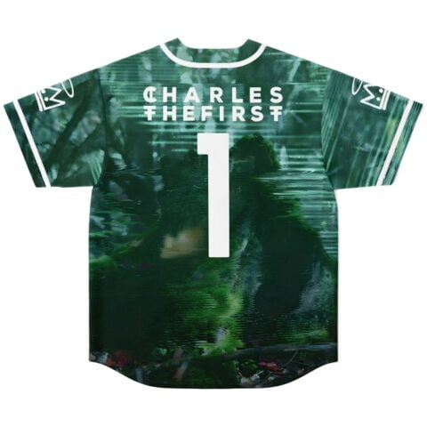 Dark misty pine forest reflection with white lettering and number 1, back view