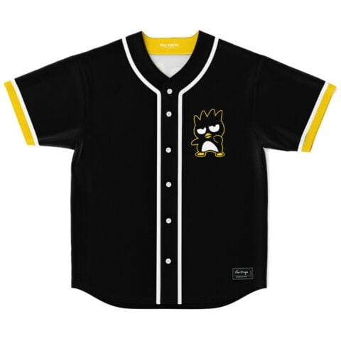 Black spiky cartoon bird jersey with yellow-white trim and chest graphic, front view