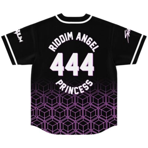 Black geometric cube pattern with RIDOIM ANGEL, 444, and PRINCESS lettering, back view