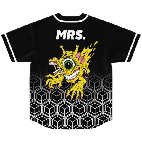 Subtronics fan rave baseball jersey in black fading to white with the cyclops logo on the left chest – front