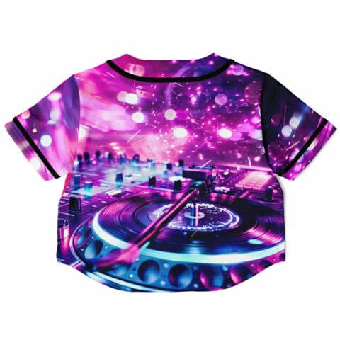 cropped rave baseball jersey — split block, half black