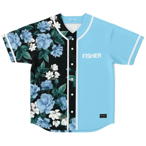 FISHER rave baseball jersey — split, light sky