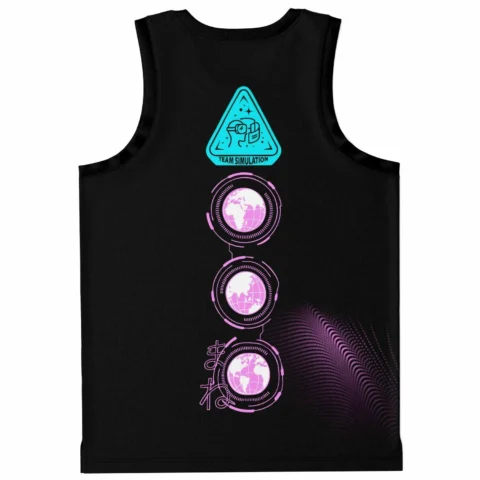 Virtual Riot rave basketball jersey — cyber virtual, black – back view