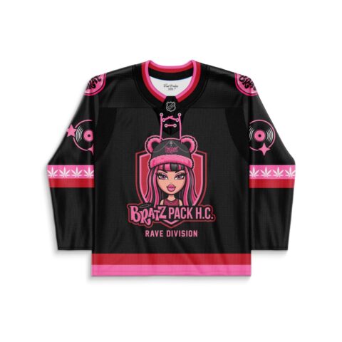 rave hockey jersey — bratz doll, black