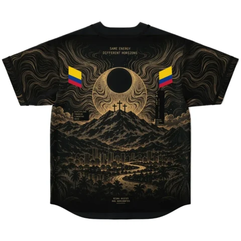 Back view showing moon and mountain artwork with Same Energy Different Horizons text