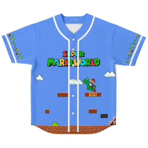 rave baseball jersey — retro 8, light blue – back view